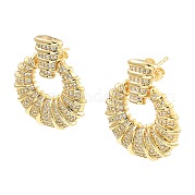 Серьги-пусеты из латуни с микро-паве и прозрачным фианитом EJEW-M223-16G