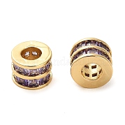 Латунные микро проложить кубического циркония бусы KK-D093-04G-02