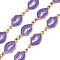 304 Stainless Steel Enamel Lip Link Chains, Ion Plating(IP), Soldered, Golden, with Spool, Blue Violet, 19x9.5x1.5mm