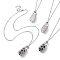 Natural Gemstone Macrame Pouch Pendant Necklaces, Interchangeable Stone, 304 Stainless Steel Rolo Chain Necklace with Lobster Claw Clasp, 17-3/4 inch(45cm)