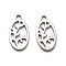 Non-Tarnish 316 Surgical Stainless Steel Pendants, Laser Cut, Tree of Life Charm, Stainless Steel Color, Oval, 15x8x1mm, Hole: 1.6mm
