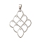 Brass Pendants, Rhombus, Cadmium Free & Lead Free, Long-Lasting Plated, Rack Plating, Five-Pointed Star, Platinum, 53x37x2mm, Hole: 7.5x4.5mm