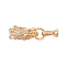 Brass Micro Pave Cubic Zirconia Fold Over Clasps, Cadmium Free & Nickel Free & Lead Free, Dragon, Real 18K Gold Plated, 45.5mm