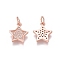Brass Micro Pave Clear Cubic Zirconia Charms, with Jump Rings, Star, Rose Gold, 12x10x2mm, Jump Ring: 5x0.7mm, Inner Diameter: 3.6mm