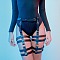 Adjustable Alloy & PU Leather Waist Leg Chains for Women, Platinum, Black, 140~400mm