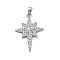 Brass Micro Pave Cubic Zirconia Pendants, North Star, Long-Lasting Plated, Cadmium Free & Lead Free, Rack Plating, Platinum, 29.5x20x3mm, Hole: 4.5mm