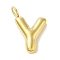 Ion Plating(IP) 304 Stainless Steel Pendants, Real 14K Gold Plated, Balloon Letter Charms, Puff Initial Charms, Letter Y, 24x15x5mm, Hole: 4mm