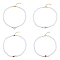 4Pcs 4 Style Heart & Evil Eye & Infinity & Helm Brass Rhinestone Pendant Necklaces Set with Imitation Pearl Beaded Chains for Women, White, 16.93~17.52 inch(43~44.5cm), 1Pc/style