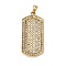 304 Stainless Steel Crystal Rhinestone Pendants, Rectangle Charm, Ion Plating(IP), Golden, 45x21x4.5mm, Hole: 6.5x4.5mm