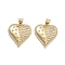 Brass Pave Clear Cubic Zirconia Pendants, Cadmium Free & Lead Free, Golden, Heart, 21x19x3mm, Hole: 5mm