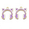 Alloy Enamel Pendants, Cadmium Free & Nickel Free & Lead Free, Light Gold, Headset, Medium Orchid, 23.5x21x1.5mm, Hole: 2mm