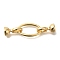 Brass Fold Over Clasps, Cadmium Free & Nickel Free & Lead Free, Oval, Real 18K Gold Plated, 43mm, oval: 20x12.5x2mm, clasp: 14.5x7x7mm, hole: 5.5mm