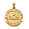 304 Stainless Steel Pendants, Ion Plating(IP), Flat Round with Constellation, Golden, Libra, 28x25x2.5mm, Hole: 4.5x3.5mm