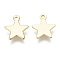 Brass Charms, Nickel Free, Star, Real 18K Gold Plated, 11.5x10x1mm, Hole: 1.2mm