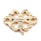 Brass Laser Cut Clover Connector Charms, Cadmium Free & Nickel Free & Lead Free, Textured Links, Real 18K Gold Plated, 7.5x9.5x1mm, Hole: 0.9mm