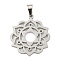 Non-Tarnish 304 Stainless Steel Pendants, Laser Cut, Flower Charm, Stainless Steel Color, 24x22x1.3mm, Hole: 5x3mm