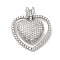 Brass Micro Pave Cubic Zirconia Pendants, Lead Free & Cadmium Free, Long-Lasting Plated, Heart, Platinum, 26.5x24x6.5mm, Hole: 4x2.7mm