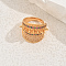 Geometric Hollow Brass Micro Pave Cubic Zirconia Adjustable Finger Rings for Women, Golden, Colorful, 20mm, Inner Diameter: Adjustable