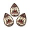 Single Face Printed Wood Big Pendants, Christmas Teardrop Charms, Sienna, 54x36.5x2.4mm, Hole: 2mm