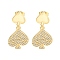 Spades Brass Pave Clear Cubic Zirconia Dangle Stud Earrings, Real 16K Gold Plated, 30x15mm
