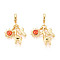 Brass Glass European Dangle Charms, Sun & Horse & Cactus, Real 18K Gold Plated, 33mm, Hole: 4.5mm