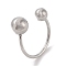 Non-Tarnish 304 Stainless Steel Round Cuff Rings for Women, Stainless Steel Color, US Size 7 1/4(17.5mm)