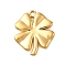 304 Stainless Steel Charms, Ion Plating(IP), Clover Charm, Real 14K Gold Plated, 15x13x1mm, Hole: 1mm