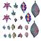 20Pcs 10 Style Rainbow Color Alloy Pendants, Cadmium Free & Lead Free, Leaf, 14~47x7~31x1~7mm, Hole: 1.2~3.5mm, 2pc/style