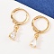 Brass Micro Pave Cubic Zirconia Teardrop Hoop Earrings, Real 18K Gold Plated, Clear, 22x5mm