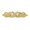 Rack Plating Brass Micro Pave Clear Cubic Zirconia Connector Charms, Leaf Links, Long-Lasting Plated, Lead Free & Cadmium Free, Real 18K Gold Plated, 42x9.5x2mm, Hole: 1.2mm