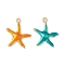Rack Plating Brass Enamel  Pendants, Long-Lasting Plated, Real 18K Gold Plated, Cadmium Free & Nickel Free & Lead Free, Starfish, Mixed Color, 17.5x14.5x2.5mm, Hole: 1mm