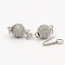 Round Brass Micro Pave Cubic Zirconia Box Clasps, Platinum, 15x8mm, Hole: 2mm