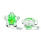 Transparent Glass Beads, Hand Drawn Beads, with Enamel, Flower, Medium Spring Green, 21x22x11mm, Hole: 1.2mm