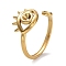 Ion Plating(IP) 304 Stainless Steel Open Cuff Ring Components, Ring Settings for Rhinestone, Eye, Real 18K Gold Plated, Inner Diameter: 17mm, Fit for 0.6mm and 0.7mm Rhinestone