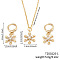 Elegant Brass Micro Pave Clear Cubic Zirconia Snowflake Hoop Earrings & Pendant Necklaces for Women, Golden
