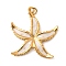 304 Stainless Steel Enamel Pendants, Starfish Charms, Ion Plating(IP), Real 18K Gold Plated, White, 26.5x24x2mm, Hole: 2.5mm