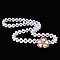 Alloy & Acrylic Imitation Pearl Beaded Elastic Chain Belts, White, Golden, Flower, 600~800mm