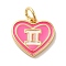 Real 18K Gold Plated Brass Enamel Pendants, with Jump Ring, Cadmium Free & Nickel Free & Lead Free, Heart with Constellation Charms, Gemini, 12x13x1.5mm, Hole: 3.4mm
