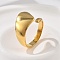 304 Stainless Steel Open Cuff Rings, Real 18K Gold Plated, US Size 6 1/2(16.9mm)