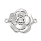 Brass Pave Glass Connector Charms, Flower Links, Cadmium Free & Nickel Free & Lead Free, Real Platinum Plated, Clear, 17x22.5x3mm, Hole: 1.4mm