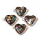 Assembled Bronzite & Imperial Jasper Links connectors, with Golden Plated Brass Loops, Heart, Golden, Teal, 21x29x7~8mm, Hole: 2.5mm