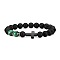 Cross Natural Obsidian & Dyed Tiger Eye Stretch Bracelet, Green