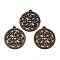 Walnut Wood Pendants, Flat Round, Coconut Brown, 32x29x2.5mm, Hole: 2mm