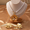 Flower Alloy Jewelry Set, Earrings & Imitation Pearl Beaded Necklaces, Golden, 400mm