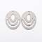 Tarnish Resistant 304 Stainless Steel Pendants, Oval, Stainless Steel Color, 28x22x1mm, Hole: 1.5mm