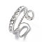 Non-Tarnish 304 Stainless Steel Open Cuff Ring Finding, Ring Settings, Double Line, Stainless Steel Color, Inner Diameter: 17mm, Fit for 0.9mm and 2mm