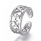 Adjustable Brass Toe Rings, Open Cuff Rings, Open Rings, Hollow, Platinum, US Size 3(14mm)