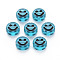 Transparent Acrylic Beads, with Glitter Powder, Flat Round with Black Enamel Smile Face, Steel Blue, 10x5mm, Hole: 2mm, about 1450pcs/500g