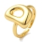 Initials Brass Open Cuff Ring for Women, Cadmium Free & Nickel Free & Lead Free, Letter D, 16.5x12.5mm, Adjustable