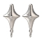 Brass Stud Earring Findings, Cadmium Free & Nickel Free & Lead Free, with Loop, Star, Real Platinum Plated, 18x9mm, Hole: 1mm, Pin: 1mm